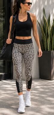 Lululemon Leopard Print Mesh Panel Crop Leggings Size 6 Vintage 21"